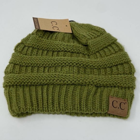 C.C Olive Green Knit Beanie NWT - Picture 1 of 6